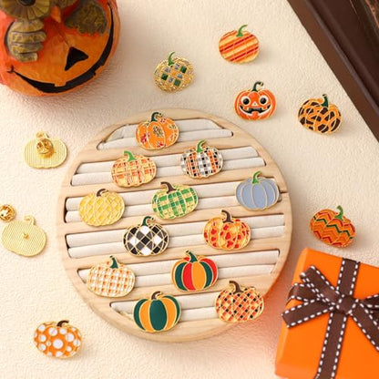 30/60 Pcs Cute Enamel Pins Bulk Plant Flower Animal Halloween Gothic Fall Pumpkin Cartoon Lapel Pin Brooches Jewelry Gift for Backpack Clothes Hats Accessories - style: Pumpkin