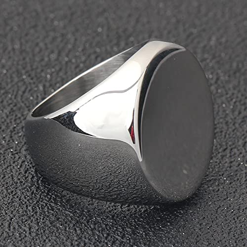 MYNENEY Stainless Steel Round Shape Classical Simple Plain Wedding Engagement Statement Pinky Band Signet Rings for Men Women Size 4-15 - color: Men Size Silver