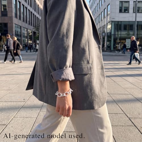 18K Gold Plated Hammered Toggle Bracelet for Women | Chunky hammered statement bracelet with a toggle closure and 3 adjustable sizes, designed for everyday wear and gifting - style: Style Three