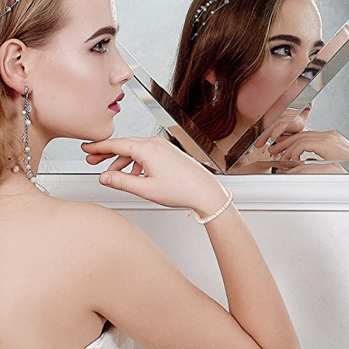 Uloveido Classic Emerald Cut Rectangular Cubic Zirconia Eternity Tennis Bracelet Adjustable for Women Y1788 - color: Rose Gold-white