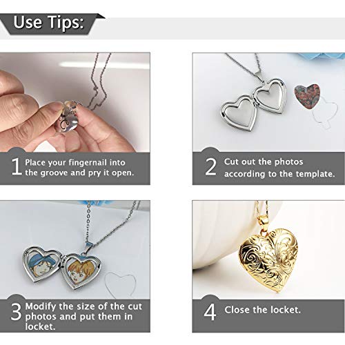 Locket Necklace that Holds Pictures Flower Lockets Pendant Necklaces Birthday Gifts Jewelry - style: Gold-plated Heart