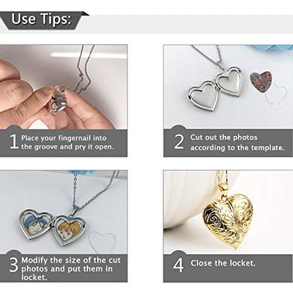 Locket Necklace that Holds Pictures Flower Lockets Pendant Necklaces Birthday Gifts Jewelry - style: Gold-plated Heart