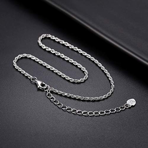 PROSILVER 925 Sterling Silver Ankle Bracelets For Women, Stylish Chain Anklets, Summer Beach Jewelry, 8.6-10.6 Inch Adjustable, Come with Box - style: 05 Twisted Rope Anklet-1.6mm