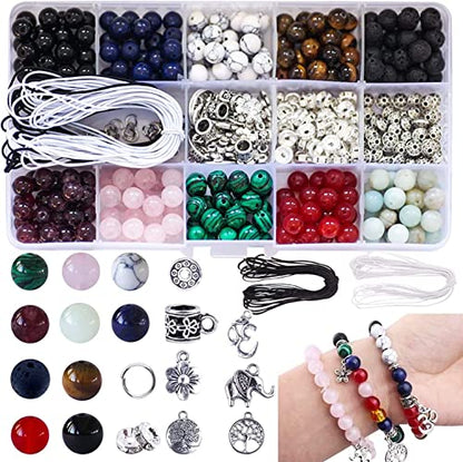 Fishdown 8mm Natural Crystal Stone Beads DIY Jewelry Making Kit | for Bracelet & Necklace Crafting, Healing Gemstone Beads, Ideal Diy Jewelry Craft Supplies 418 Pcs