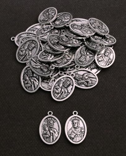 Saint Therese of Lisieux/Saint Mother Teresa of Calcutta/Divine Mercy Jesus/Mater Dolorosa Patron Saint Medal Charm Pendant for DIY Rosary Necklace Bracelet Jewelry Making Part - color: 30pcs-St.Peter