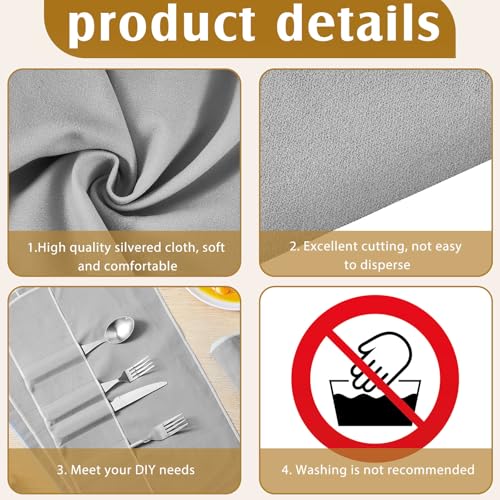 Jecery 2 Yard Anti Tarnish Silver Cloth Luxury Polishing Cloth by the Yard for Jewelry Silverware Flatware Silversmith Storage(Gray) - color: Gray