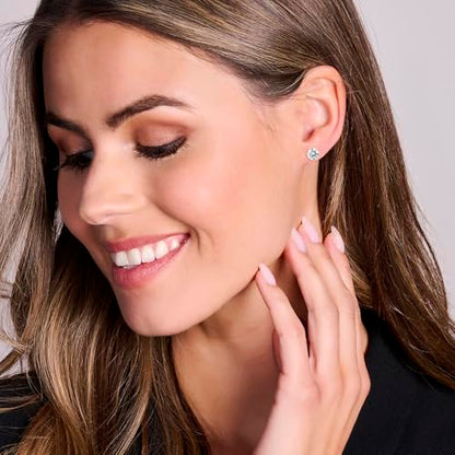 Orovi Round 14K Gold Earrings for Women in Solid 14K White Gold 585/14K Yellow Gold 585 with Ruby/Sapphire/Zirconia/Emerald Gemstones, Stud Earrings For Women,Women's Jewelry Delivered in Jewelry Box - color: 14K Yellow Gold/ Zirconia