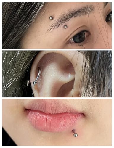 Prjndjw 25Pcs 14G 16G Replacement Balls internal thread & Externally Threaded Surgical Steel Balls Industrial Barbell Tongue Nipple Belly Button Eyebrow Rook Piercing Rings Parts 3MM-8MM - color: 30Pcs 14g Externally Threaded Replacement Balls & Spike
