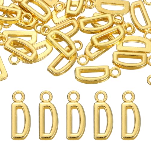 uxcell Letter Charm, Alloy Letter Initial Alphabet Charm for DIY Craft Jewelry Making Bracelets Earrings Necklace - color: Gold - D