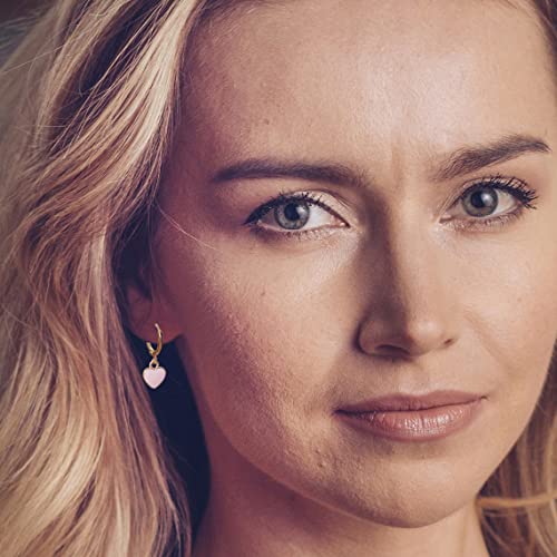 Preppy Earrings for Women Smile Face Heart Charms Pendants Gold Small Huggie Hoop Dangle Drop Earrings Trendy Y2K Jewelry Gifts - color: Heart-Pink