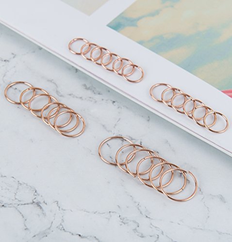 24Pcs 20G 316L Stainless Steel Nose Rings Hoop Tragus Cartilage Helix Piercing Lip Septum Ring 6-12MM Bendable - color: B: 24Pcs Rose Gold