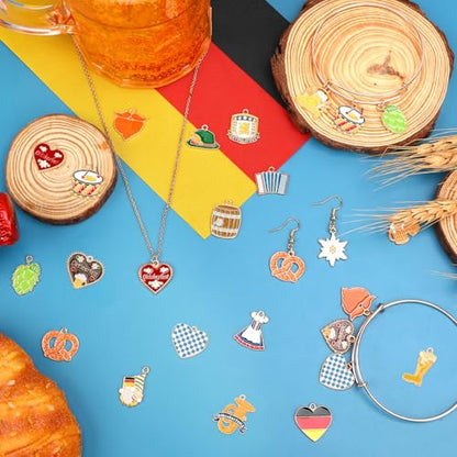 MARFOREVER 40Pcs/20 Pairs Oktoberfest Charms for Jewelry Making | Beer Theme Festival Charm, German Beer Mug Pretzel Dangle Charms, for Bracelet Necklace Earrings Making Accessories DIY Craft - style: Oktoberfest