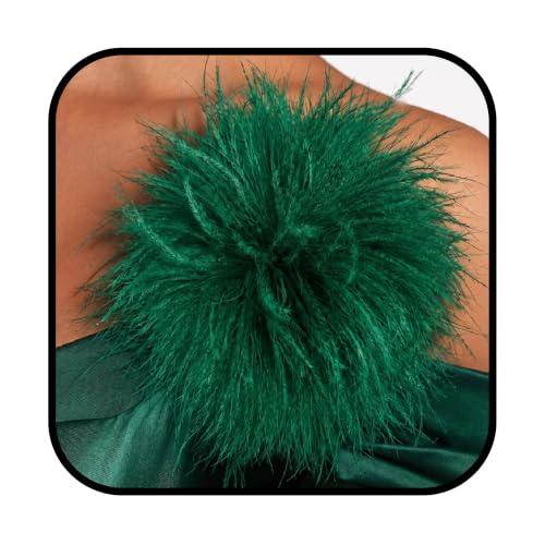 Feather Flower Brooch Pin & Hair Clip 2-in-1, Oversized Floral Lapel Pin for Women Men, Elegant Corsage Fascinator for Suit, Dress & Hat, Wedding, Party, Dance, Banquet & Costume Jewelry - color: Green