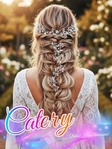 Catery Rhinestone Bridal Hair Vine Headband Silver Wedding Headpiece for Bride Prom Hair Accessories