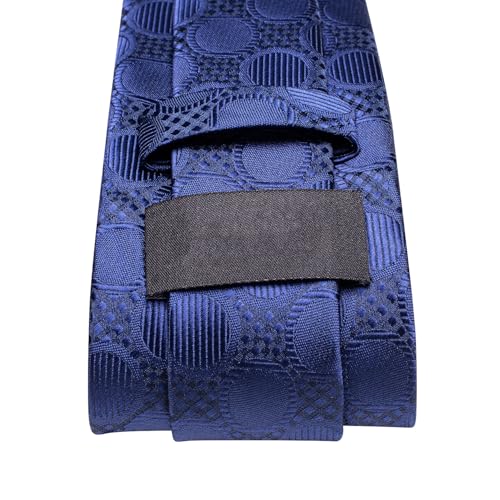 Dubulle Mens Paisley Striped Tie Woven Necktie for Men and Handkerchief Cufflinks Set Wedding Formal Business - color: Blue Plaid
