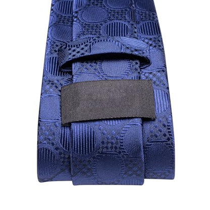 Dubulle Mens Paisley Striped Tie Woven Necktie for Men and Handkerchief Cufflinks Set Wedding Formal Business - color: Blue Plaid