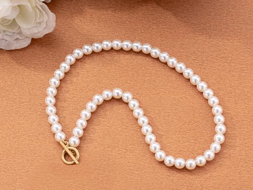 Layered Pearl Necklace for Women Pearl Choker Chain Necklaces - style: Standard
