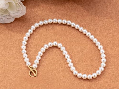 Layered Pearl Necklace for Women Pearl Choker Chain Necklaces - style: Standard