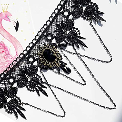 Black Sexy Lace Choker Necklaces Gothic Tassel Collar Choker Halloween Party Accessories for Women - color: Black necklace 1