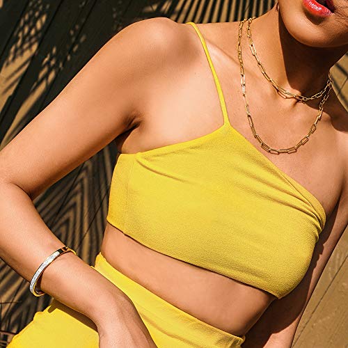 Lauren Paperclip Bolo Necklace Layered Stacked Paper-clip Link for Women Adjustable Lobster Clasp Gold Plated Stainless Steel Link Charm Chain(16"/20"/24")