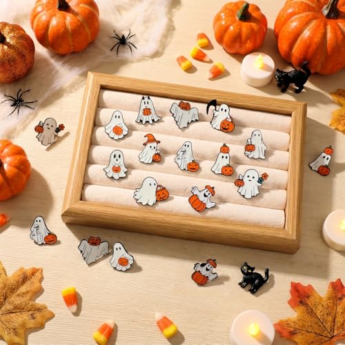 Liliaafar 36 Pieces Halloween Enamel Pins Set Grow in the Dark Halloween Lapel Pins Bulk for Backpacks Clothing Hat Bag Gifts - style: Pumpkin Ghost