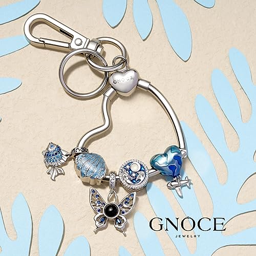GNOCE Stainless Steel Snake Chain Charm Bracelet W/Safety Gift for Women - color: Heart