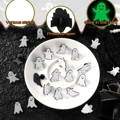 Liliaafar 36 Pieces Halloween Enamel Pins Set Grow in the Dark Halloween Lapel Pins Bulk for Backpacks Clothing Hat Bag Gifts - style: Ghost