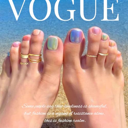 GAUEIOUR Adjustable Toe Rings Gold for Women, Set of 6 Gold-Plated Toe Ring | Minimalist Summer Beach Party Casual Vacation Surf Zircon Inlay Fashion Open Stacking Foot Jewelry for Women