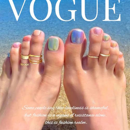 GAUEIOUR Adjustable Toe Rings Gold for Women, Set of 6 Gold-Plated Toe Ring | Minimalist Summer Beach Party Casual Vacation Surf Zircon Inlay Fashion Open Stacking Foot Jewelry for Women