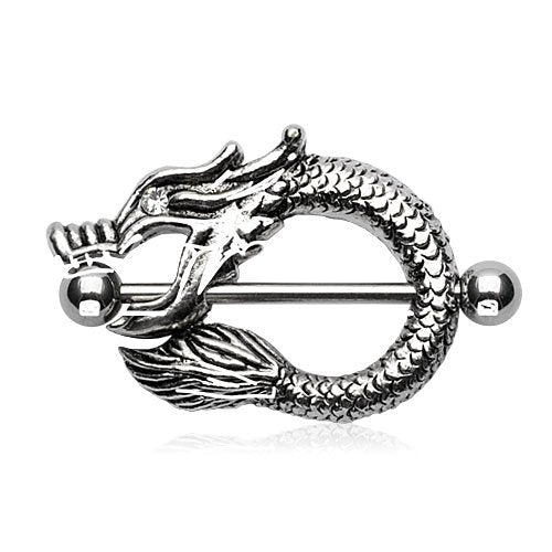 Pierced Owl 14G Stainless Steel Dragon Fire Mouth Nipple Shields, Sold as a Pair