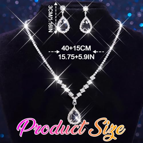 Unicra Bride Crystal Necklace Earrings Set Bridal Wedding Jewelry Sets Rhinestone Choker Necklace Prom Costume Jewelry Set for Women and Brides - color: Black