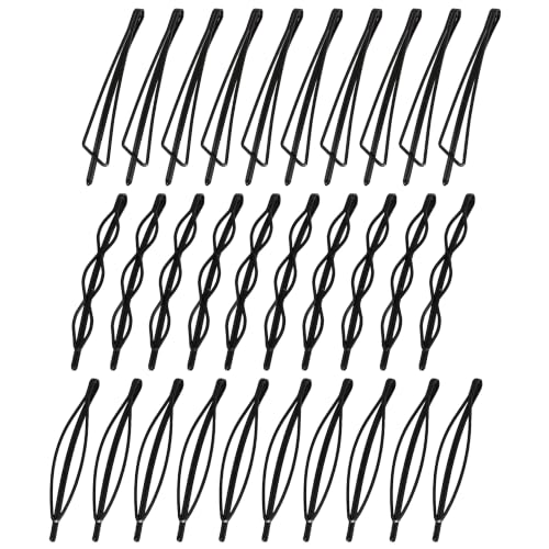 30PCS Decorative Bobby Pins,Metal Clips for Bangs Small Hair Pins for Thick Thin Hair with Clear Storage Box - color: Black1