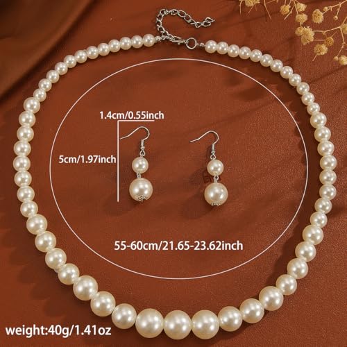 xuzhiyuan Fashion Classic Faux Pearl Red Carnelian Jewelry Set Necklace Earrings for Women - color: Purple