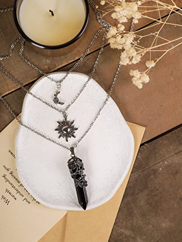 Sacina Gothic Emo Grunge Crescent Moon Choker, Moon Sun Star Choker Necklace, Goth Gothic Necklace, Halloween Christmas Jewelry Gift for Women - color: Black