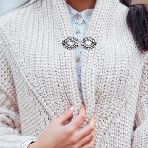 uxcell Vintage Sweater Clips, Cape Cloak Clasp Retro Cardigan Clips Shawl Collar Clasp Dress Shirt Brooch Clips for Women