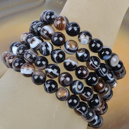 MASSIVE BEADS Handmade Yoga Stretch Elastic Bracelet Natural Stone Crystal Healing Power Energy Gifts for Unisex Adult 4mm 6mm 8mm 10mm - color: Evil Eye Agate(Against Evil), size: 8mm