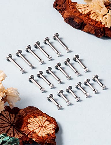 14G Lip Rings Stainless Steel Tragus Helix Conch Piercing Jewelry Snake Bite Piercing Monroe Lip Rings Labret Medusa Cartilage Lobe Earrings Studs Piercing Jewelry 6MM 8MM 10MM Silver 18PCS - color: 14G-2MM