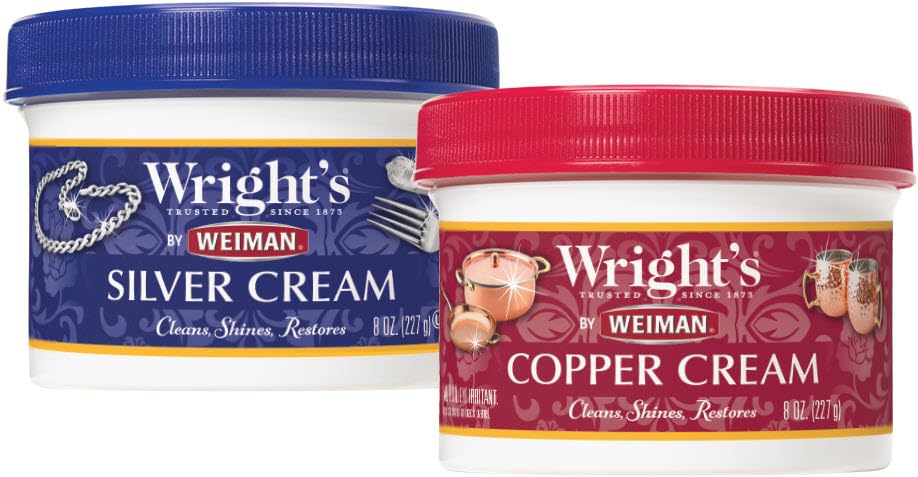 Wright's Silver and Copper Cleaner and Polish - 8 Ounce Each - Premium Metal Polish Silver Copper Brass Chrome and More - style: (Sliver and Copper)