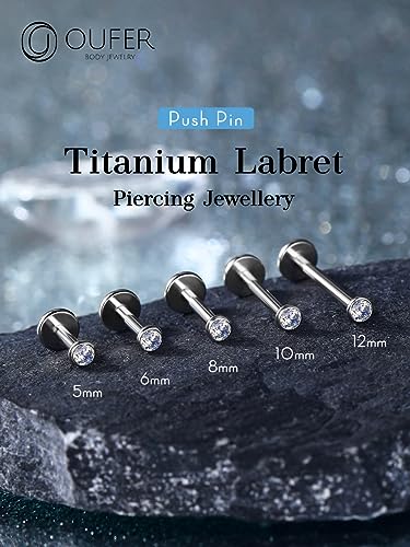 OUFER 2Pcs 20G/18G/16G G23 Titanium Threadless Nose Stud Earrings Flat Back Tiny CZ Small Nose Helix Cartilage Tragus Conch Labret Medusa Monroe Piercing Jewelry for Women Men - color: Silver, size: 2pcs, 16g 5.5mm, 2.5mm cz