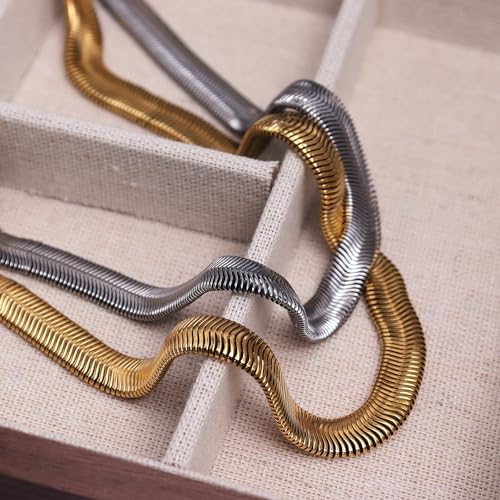 Jean Beau Gold Choker Necklace for Women, Simple 18K Gold Plated Adjustable Link Chain Prom Jewelry Gifts - color: Gold snake