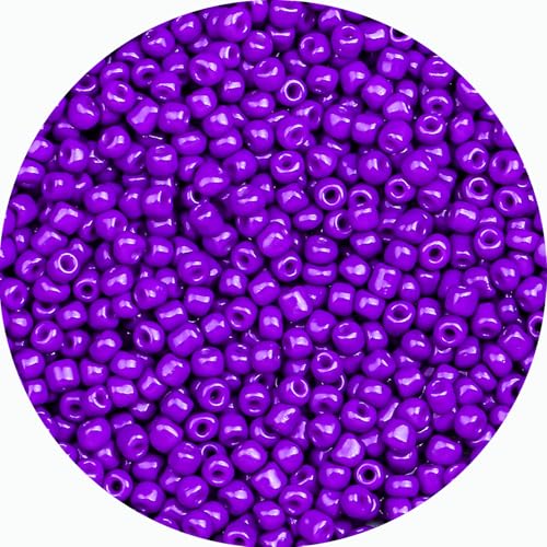 Legefo 4mm Glass Seed Beads Bulk, Purple 6/0 Small Mini Pony Seed Beads, Tiny Round Craft Bead for Bracelet Necklace Wrist Jewelry Making Beading Weaving DIY Crafts Supplies, 1000pcs - color: Purple