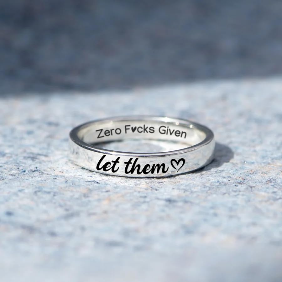 This Too Shall Pass But Fucking Hell Inspirational Mantra Ring For Women, Best Friends Engraving Stackable Self Worth Hidden Message Encouragement Friendship Gift Jewelry - color: Silver 9