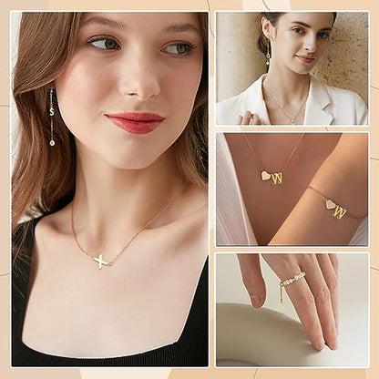 26Pcs 18K Gold Filled A-Z Alphabet Letters Charms for Jewelry Making, Initial A-Z Alphabet Charm Pendant Beads, Slide Glitter Pendants for Women DIY Bracelet Necklace Earrings Choker Making - color: Style B