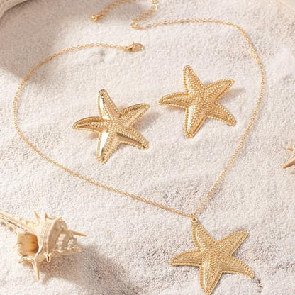 Big Star Necklace Chunky Necklace for Women Boho Thick Chain Statement Necklace Trendy Large Star Pendant Necklace Bold Vintage Chunky Jewelry - style: 8 - G