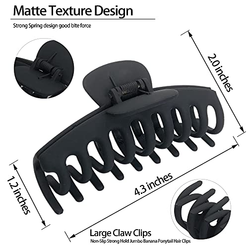 OWIIZI 4.3" Large Hair Claw Clips for Women Long Thick Hair (4 Packs) | Matte Leopard Hair Clips,Non-Slip Strong Hold Ponytail Barrettes,Jumbo Cute Hair Accessories,for Girls Thick Thin Curly Hair - color: Style 3
