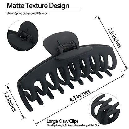 OWIIZI Large Claw Clips, 4.3" Matte Hair Clips for Women's Long Thick Hair, Non-Slip Barrette Clips (4packs) | Matte Hair Clips,Non-Slip Strong Hold Ponytail Barrettes,Jumbo Cute Hair Accessories,for Girls Thick Thin Curly Hair - color: Style 6