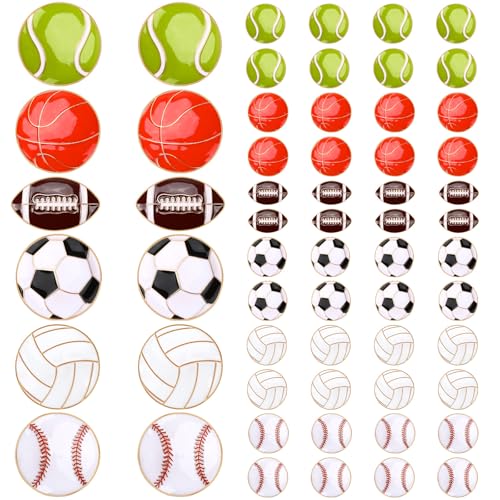 SANNIX 60Pcs Sports Ball Lapel Pins, Bulk Baseball Basketball Soccer Football Volleyball Tennis Enamel Pins Sports Brooches for Backpacks Clothes Bags Hats Accessories - style: Ball Pins