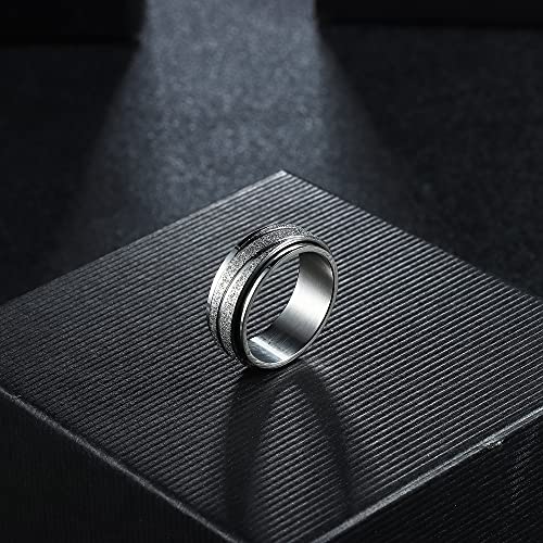 Magitaco Stainless Steel Spinner Rings Fidget Band Rings Moon Star Flower Butterfly Anxiety Rings for Women Men - color: Sand Blast