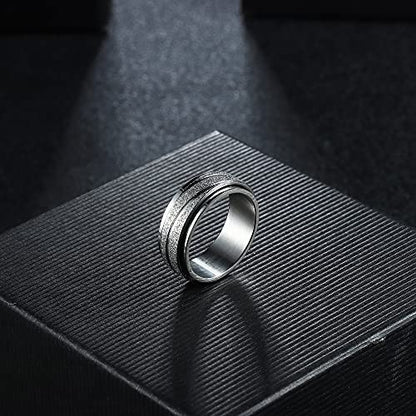 Magitaco Stainless Steel Spinner Rings Fidget Band Rings Moon Star Flower Butterfly Anxiety Rings for Women Men - color: Sand Blast