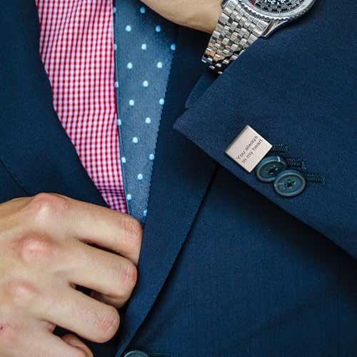 Classic Stainless Steel Cufflinks for Men Personalized Initial/Date/Photo Silver Mens Cufflinks Gift for Husband Groomsmen Groom Father of the Bride - color: Square (Text)